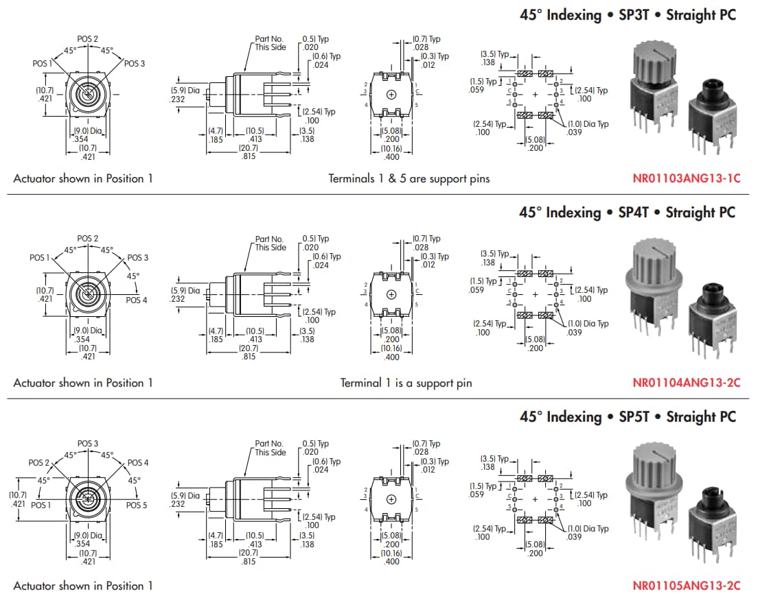 NKK Switches NR01 Series Sealed Rotary Switches